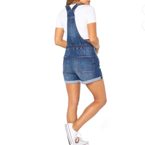 No Boundaries Juniors Core Dark Wash Shortalls Size XXL (19) - Picture 4 of 8